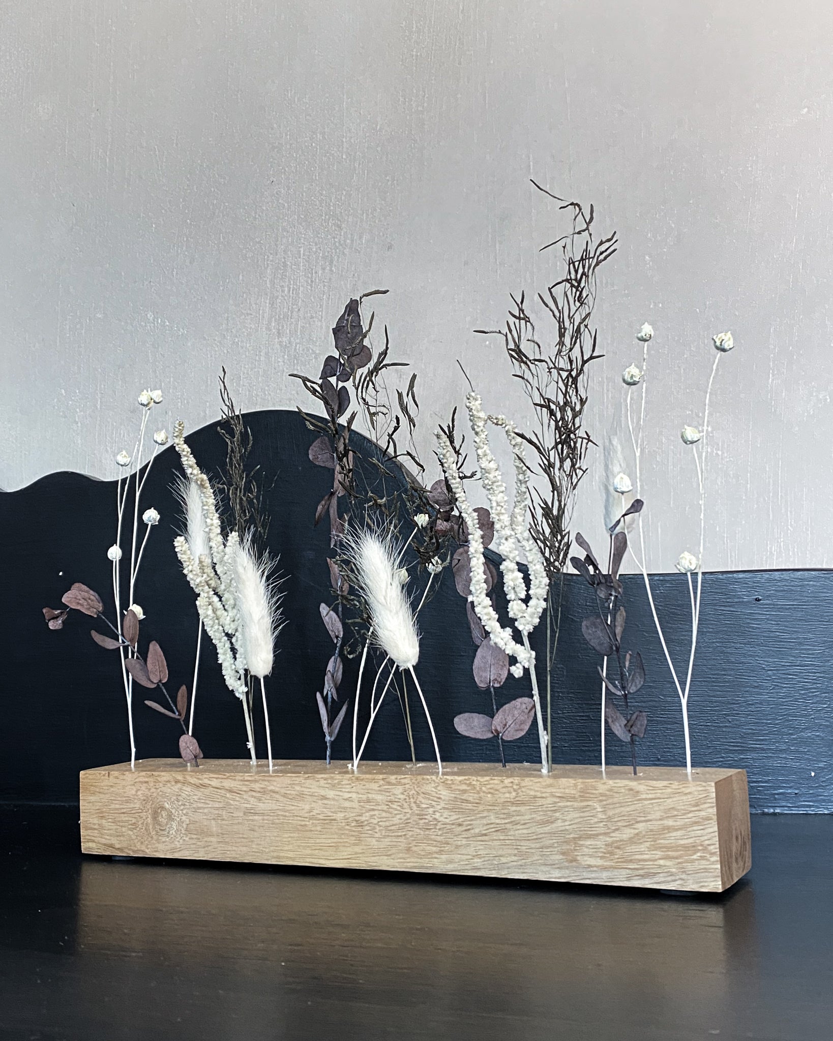 Mali Mango Wood Dried Flower Bar - Winter Mist - Small