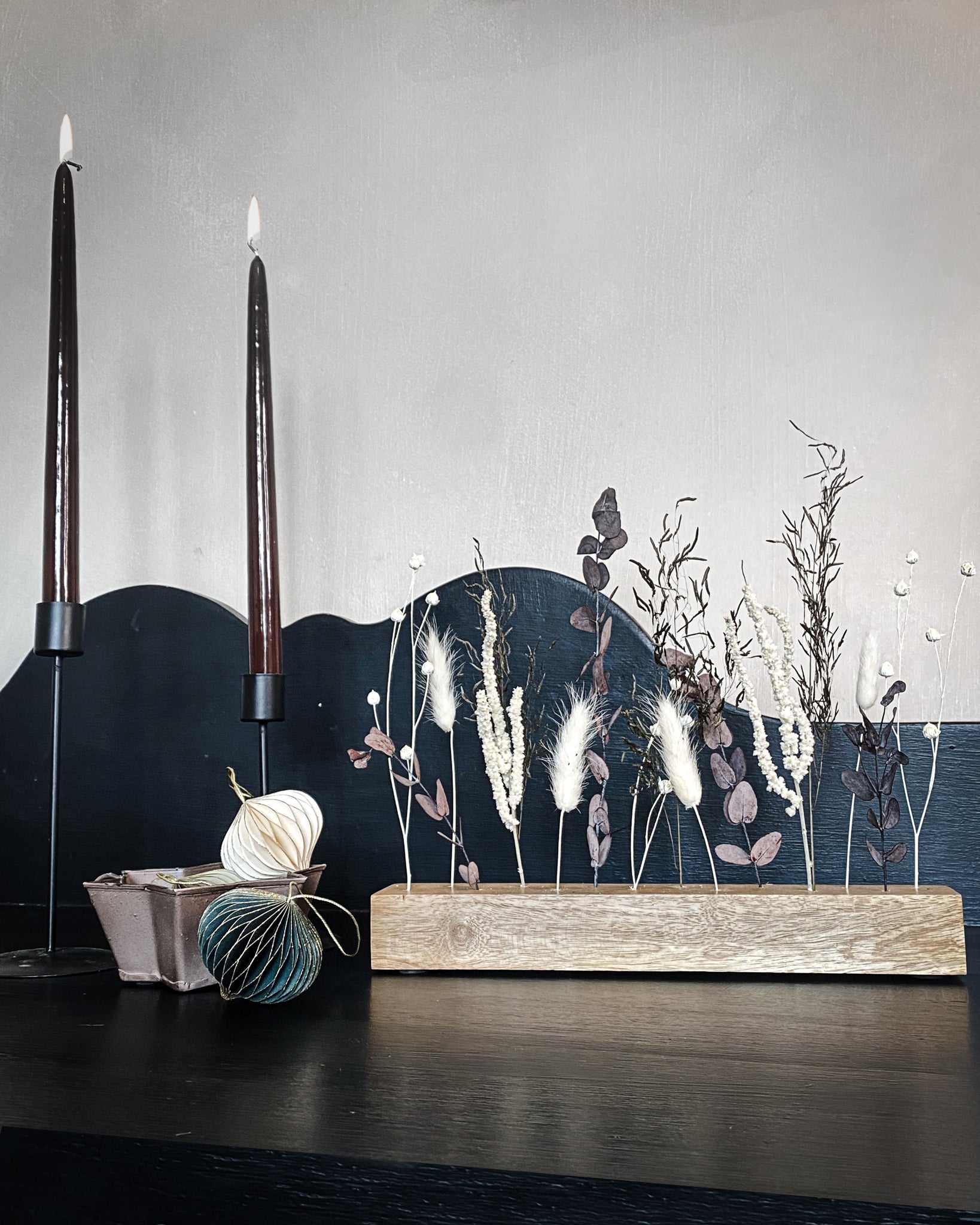 Mali Mango Wood Dried Flower Bar - Burgundy Mist - Small