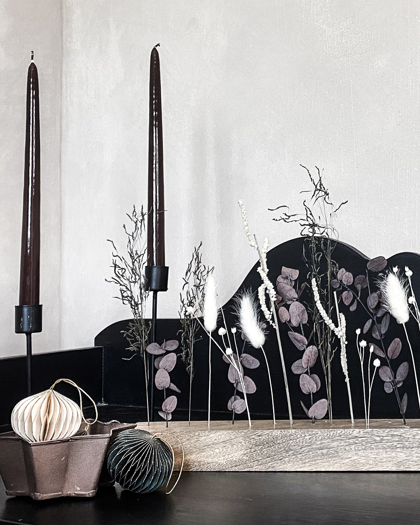 Mali Mango Wood Dried Flower Bar - Burgundy Mist - Large