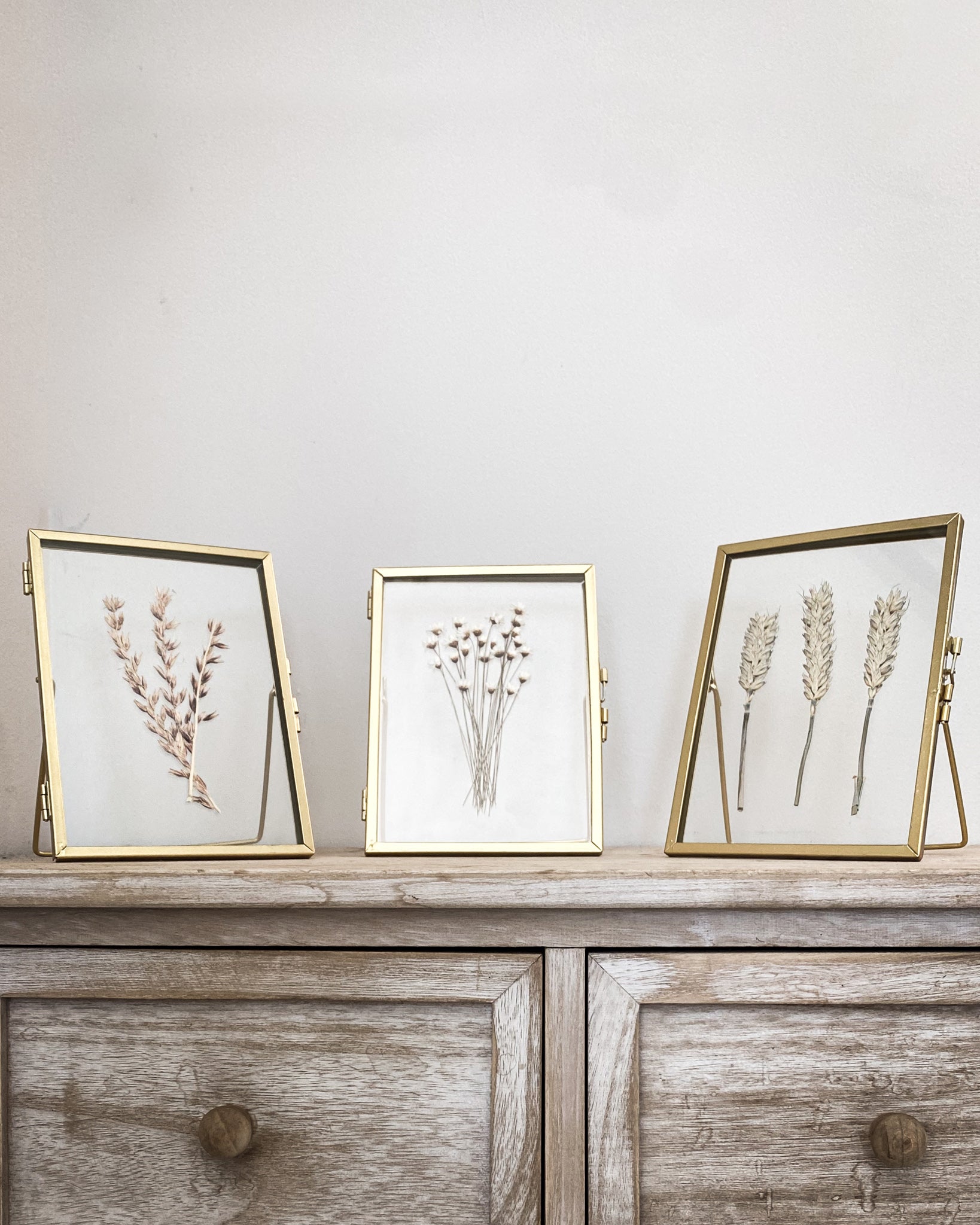 Set Of Three Gold Pressed Flower Frames - Small