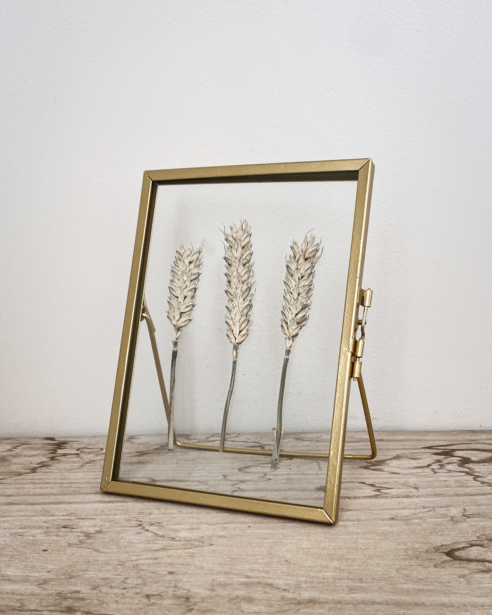 Gold Pressed Flower Frame: Natural Wheat - Small