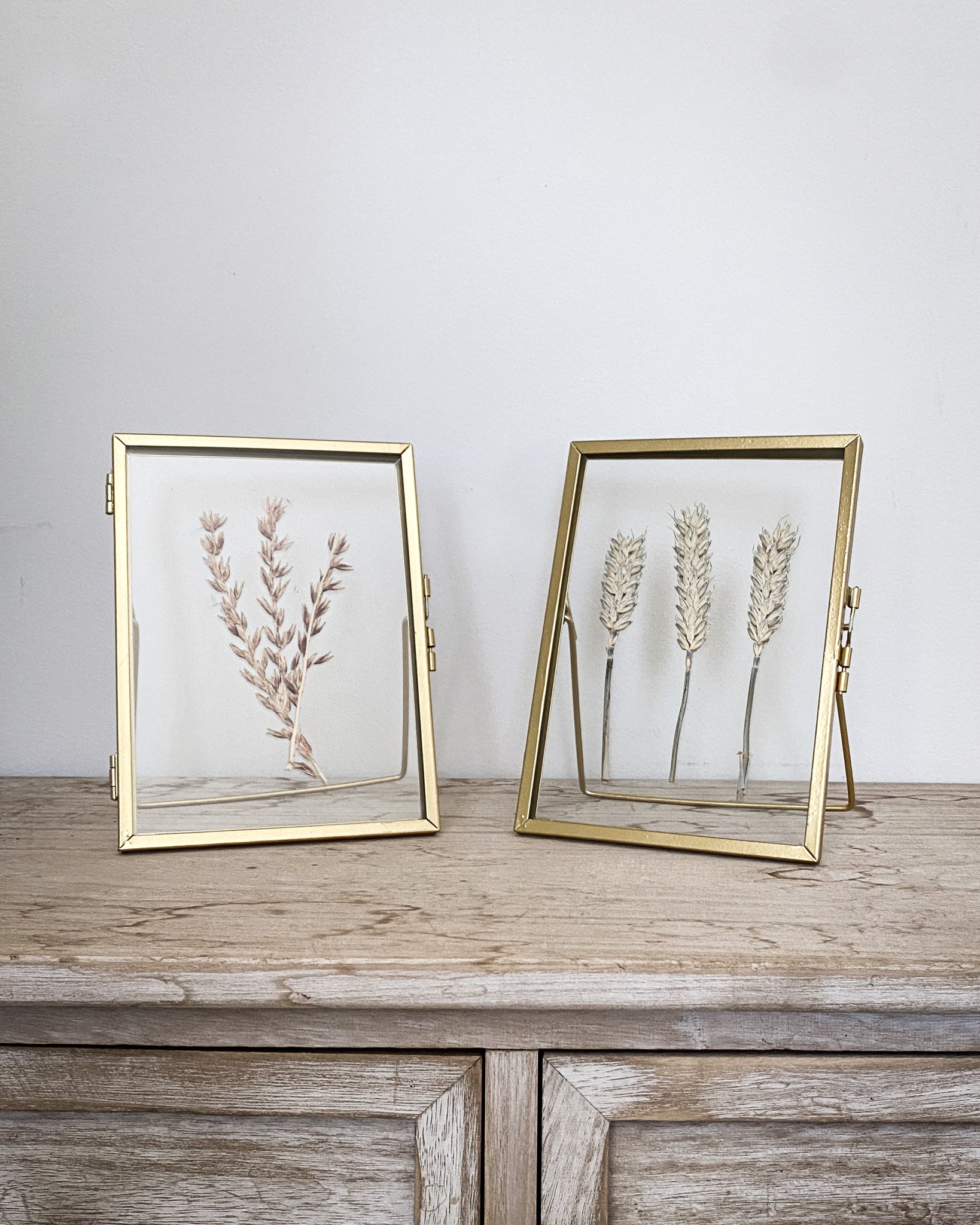 Gold Pressed Flower Frame: Natural Wheat - Small