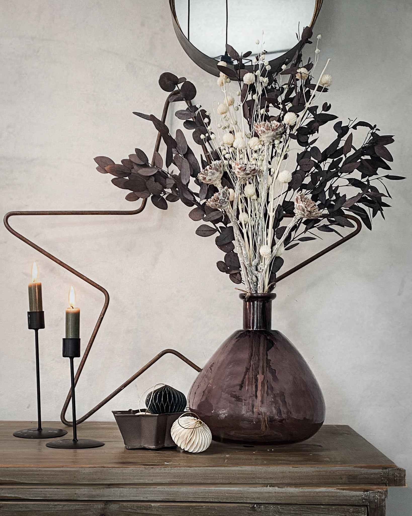 Winter Dried Flower Bouquet - Burgundy Eucalyptus