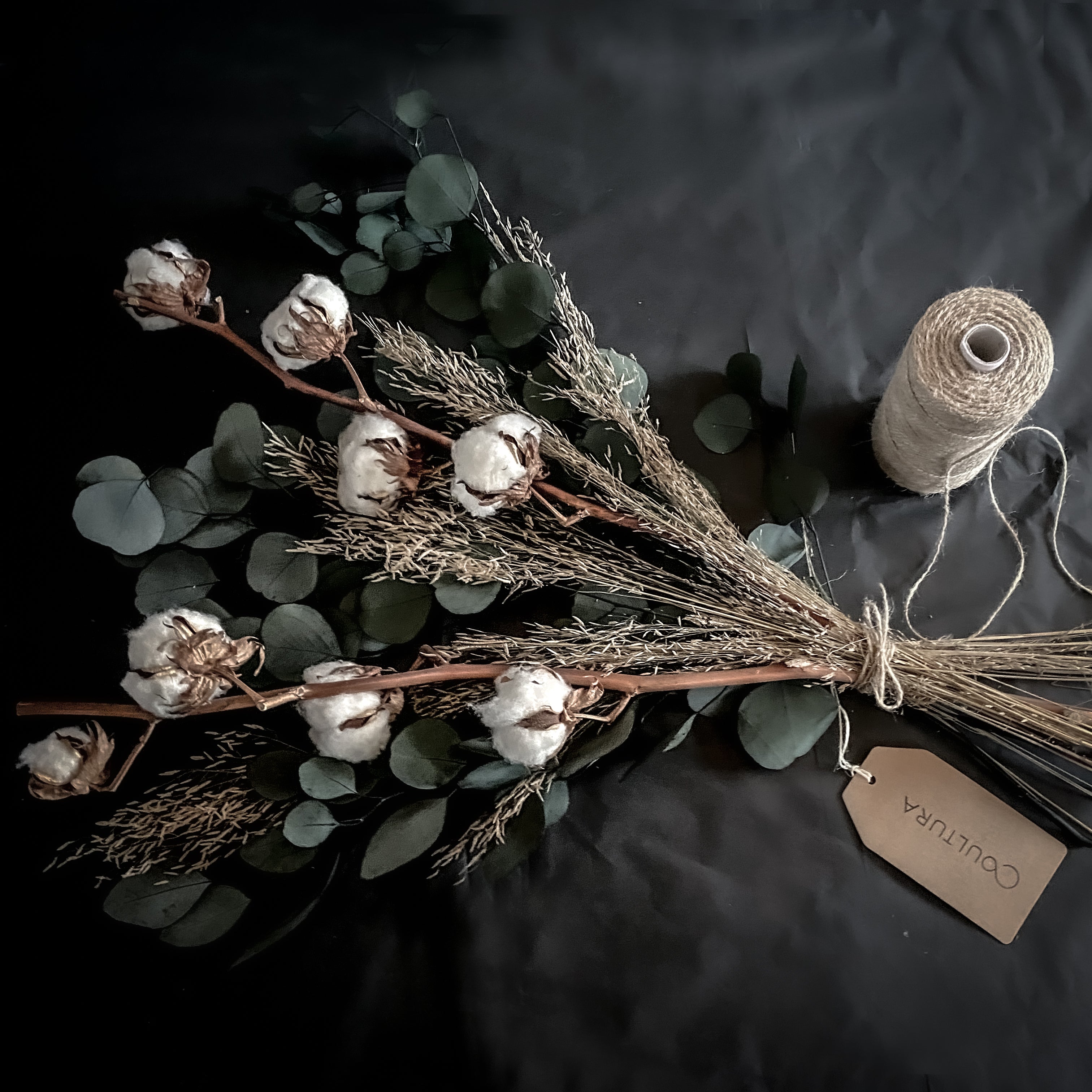 Dried Flower Bouquet: Eucalyptus & Cotton Stems