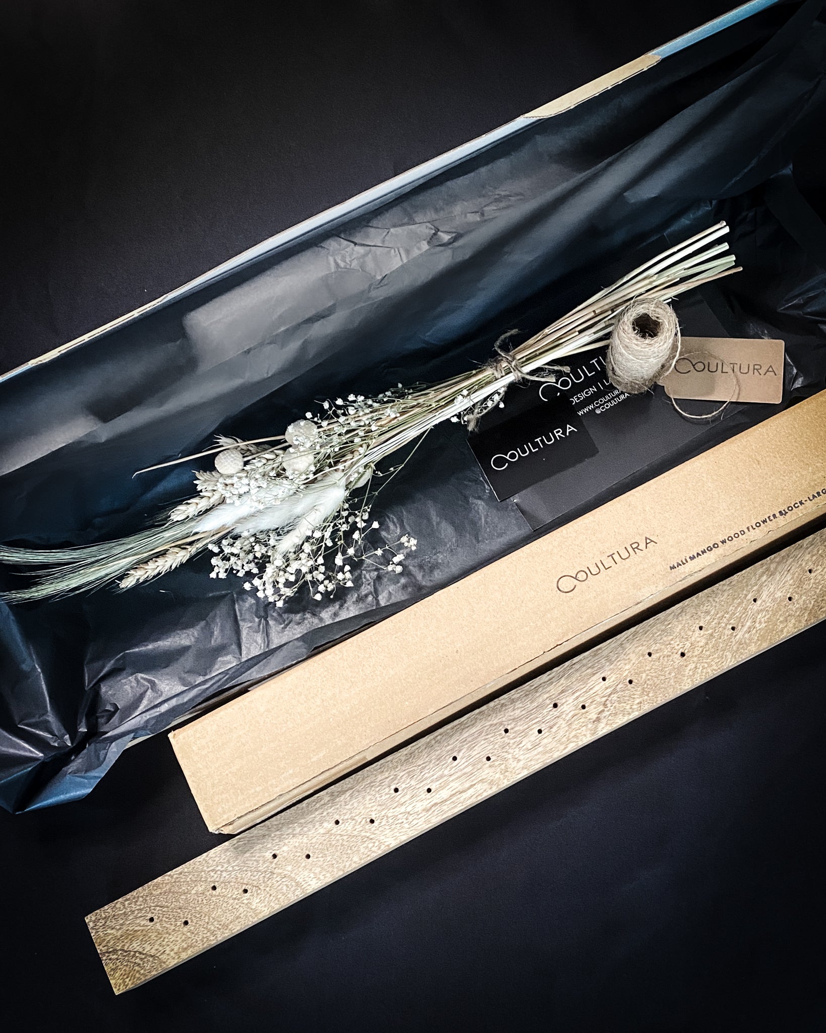 Mali Mango Wood Dried Flower Bar - Neutrals - Large