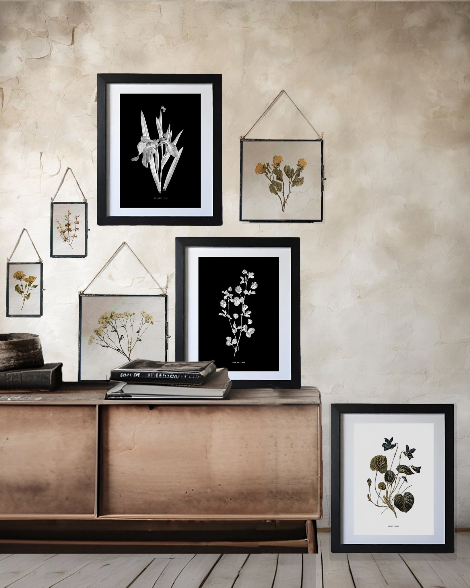 Black Antique Pressed Flower Frame: Dried Branches - Small