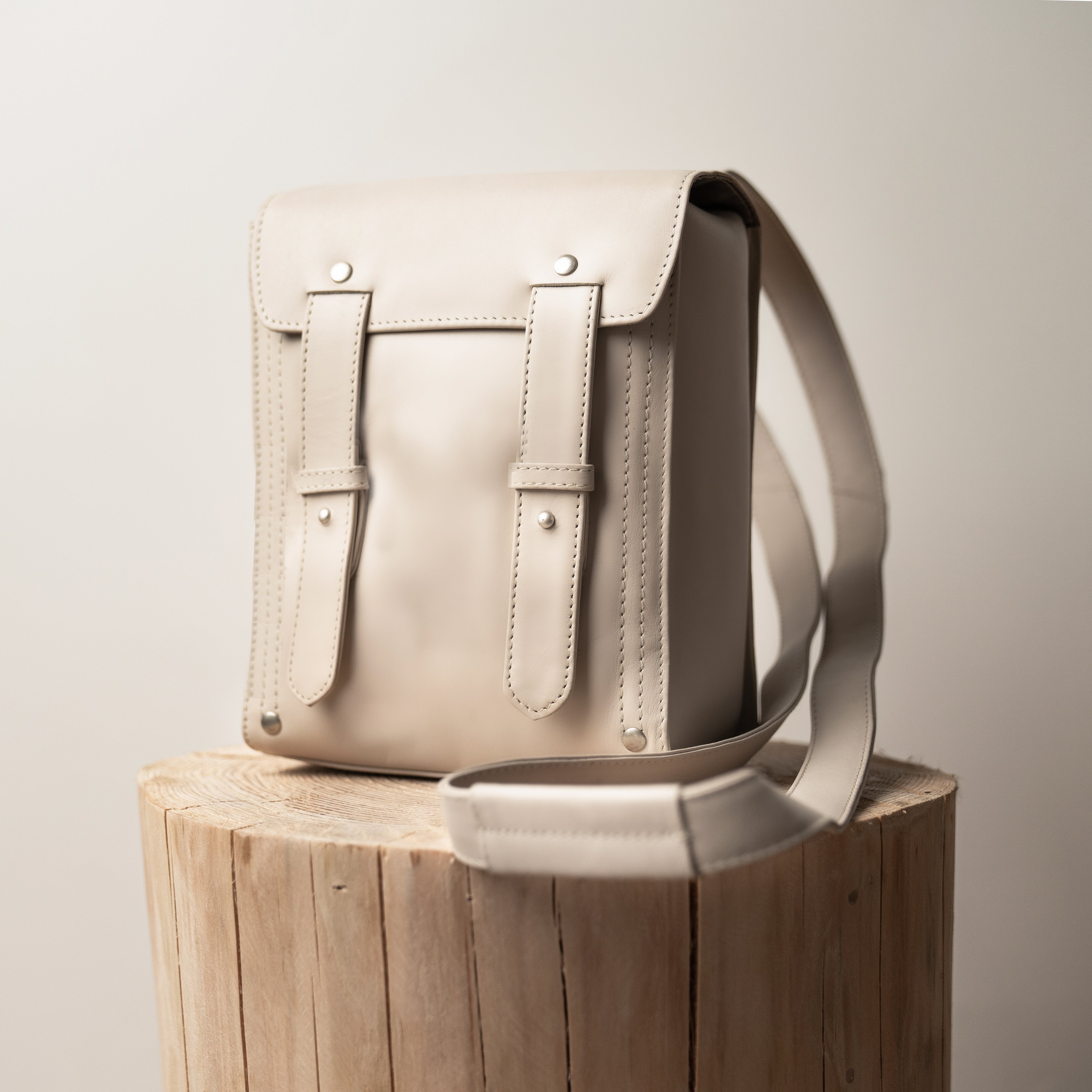 Nicco Leather Backpack - Stone White