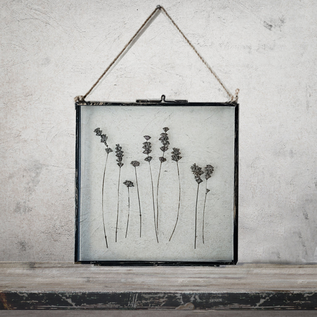 Black Antique Pressed Flower Frame: Dried Lavender - Large