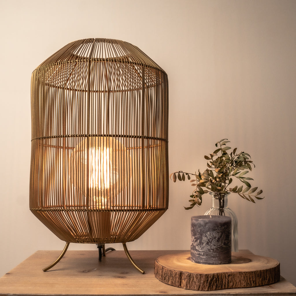 Naya Cage Table Lamp - Antique Gold