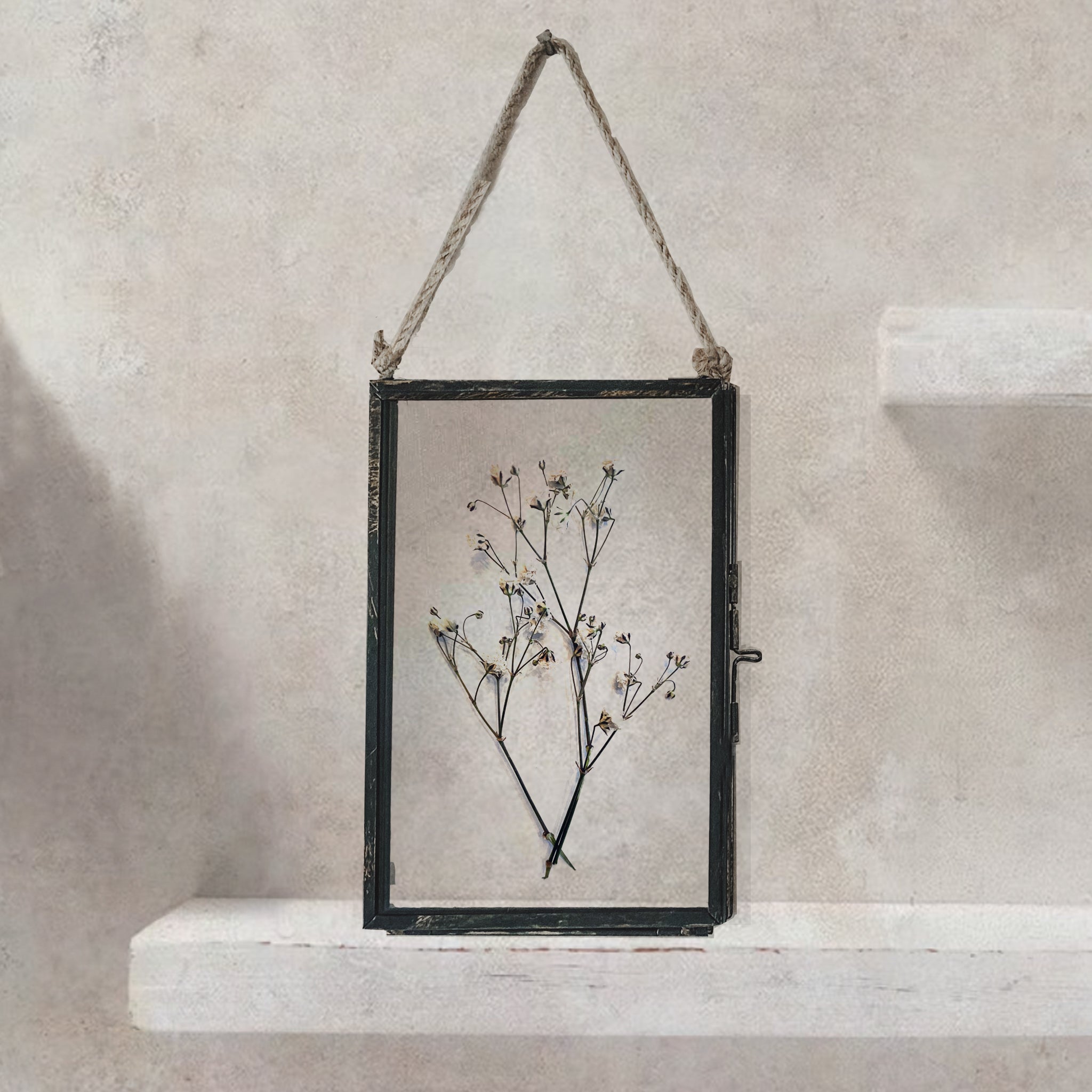 Black Antique Pressed Flower Frame: Dried Baby's Breath - Small