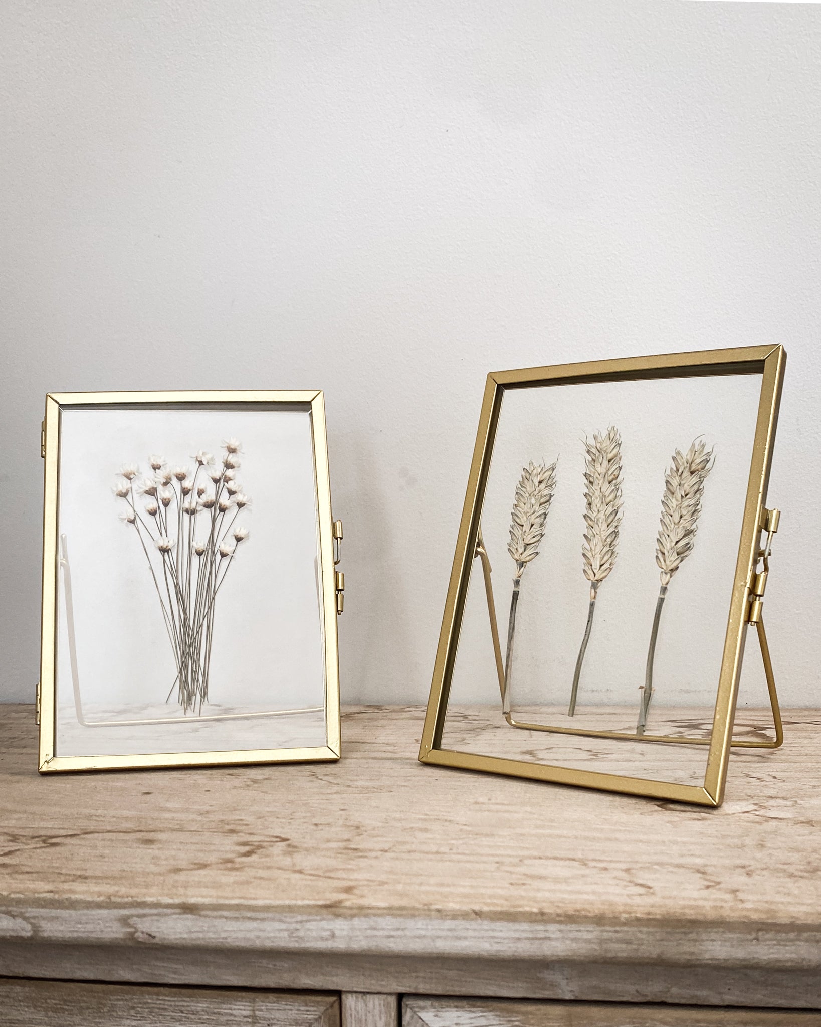 Gold Pressed Flower Frame: Natural Wheat - Small
