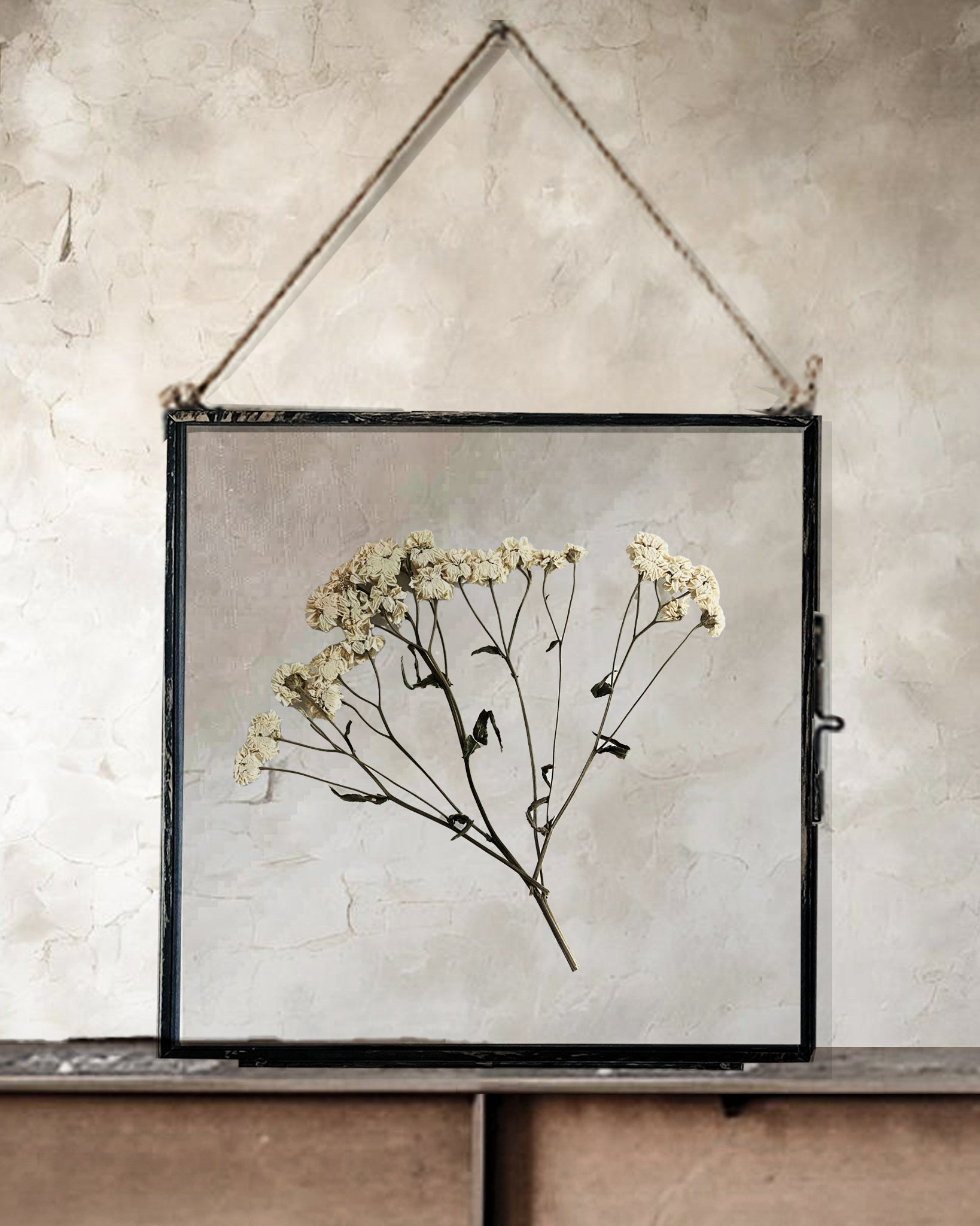 Black Antique Pressed Flower Frame: Tansy - Large