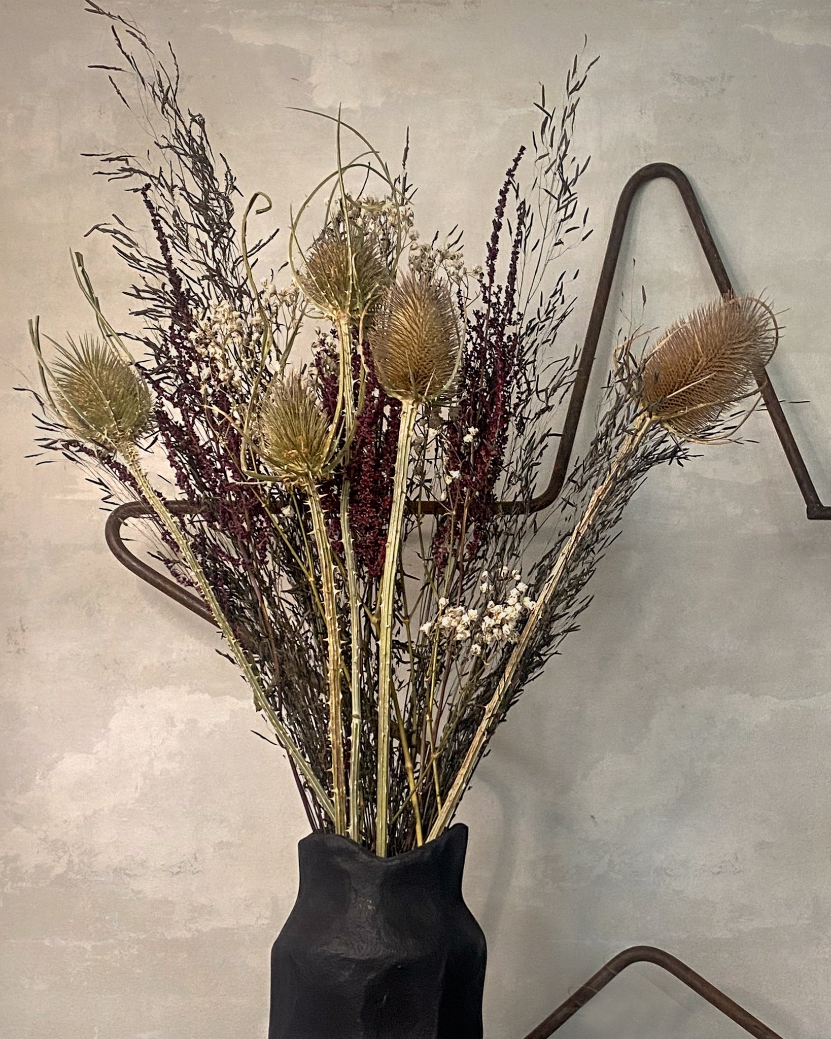 Winter Dried Flower Bouquet - Russet Red & Natural Brown