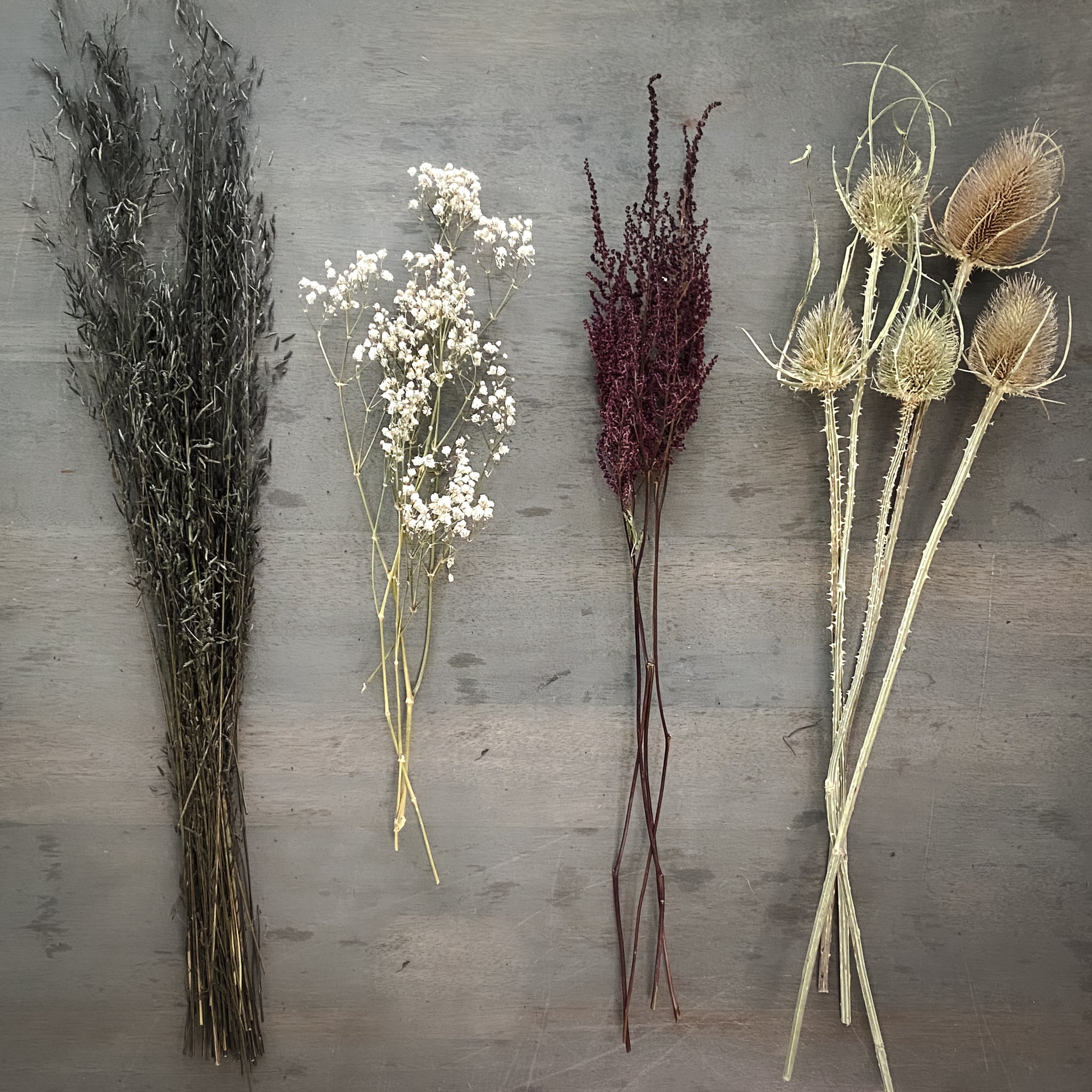 Winter Dried Flower Bouquet - Russet Red & Natural Brown