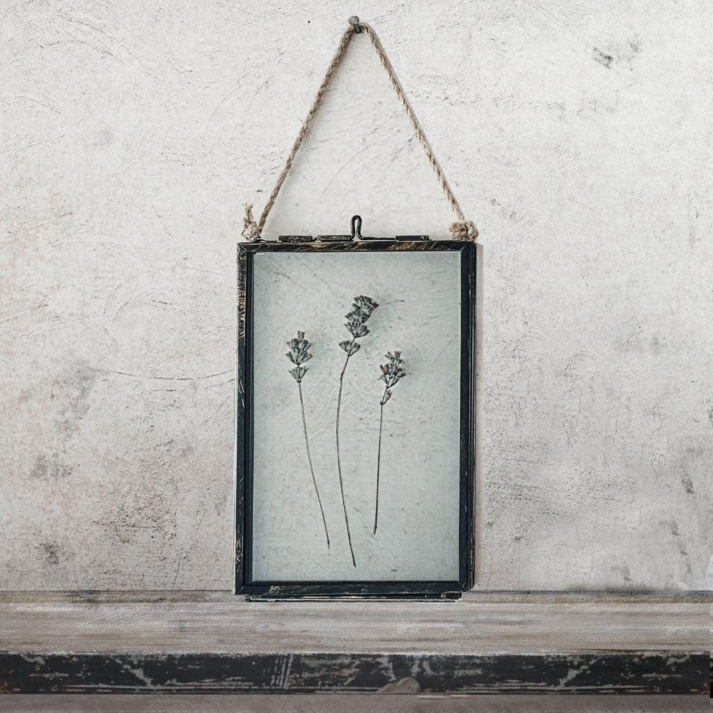 Black Antique Pressed Flower Frame: Dried Lavender -  Small